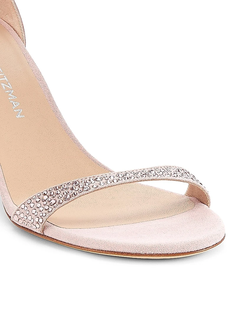 Nudist Shine 75MM Crystal-Embellished Leather Sandals