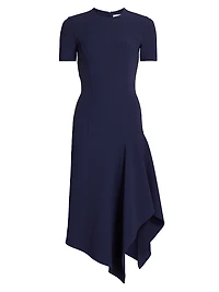 Short-Sleeve Stretch Wool Handkerchief Dress