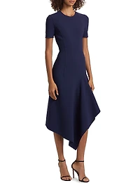 Short-Sleeve Stretch Wool Handkerchief Dress