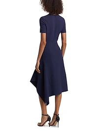 Short-Sleeve Stretch Wool Handkerchief Dress