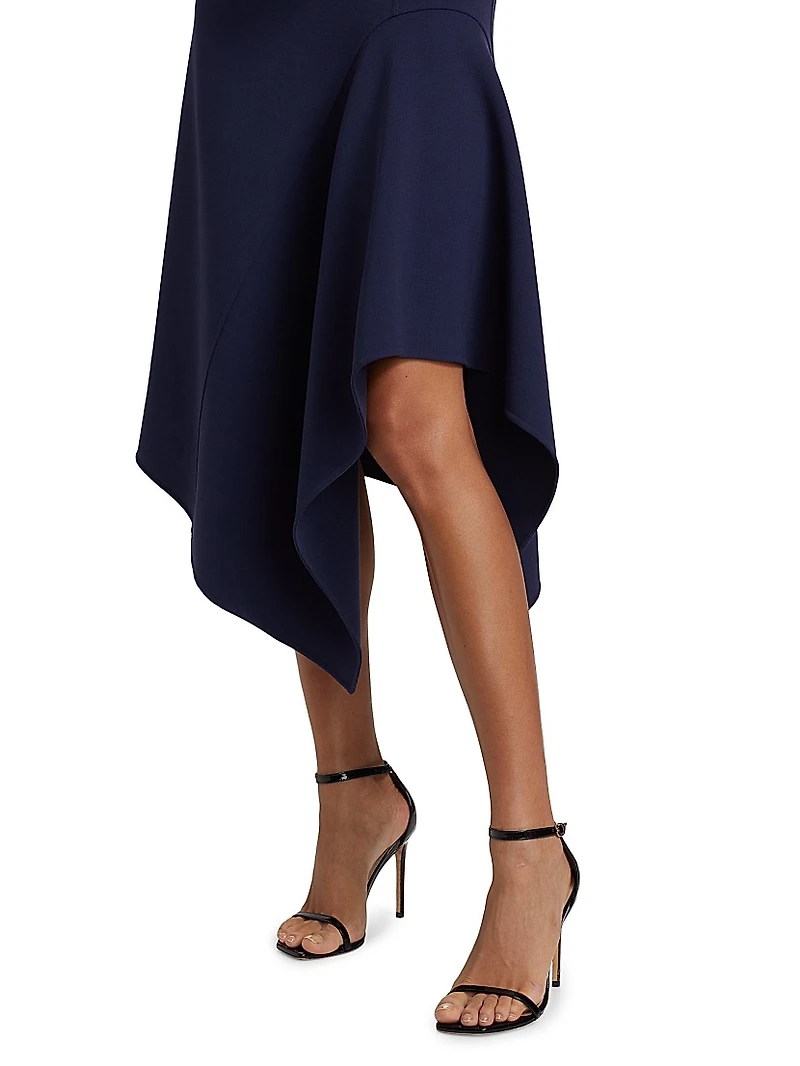 Short-Sleeve Stretch Wool Handkerchief Dress
