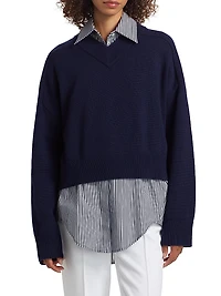 Varsity Cashmere V-Neck Sweater