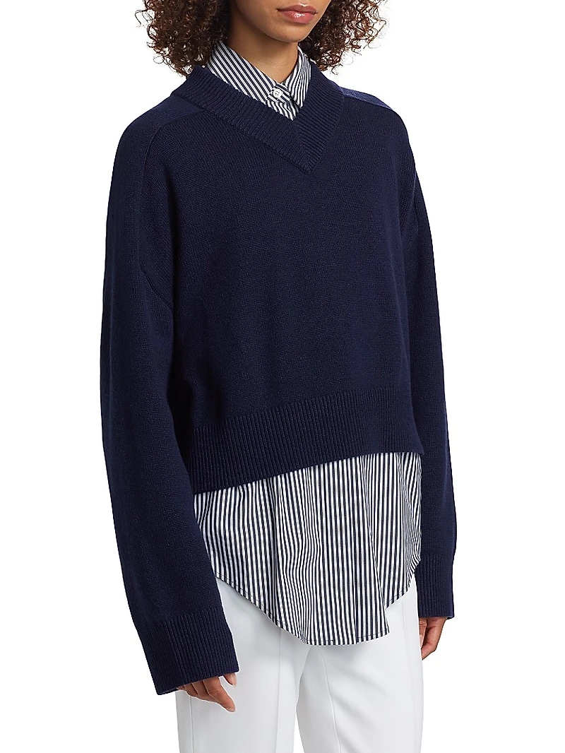 Varsity Cashmere V-Neck Sweater