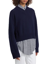 Varsity Cashmere V-Neck Sweater