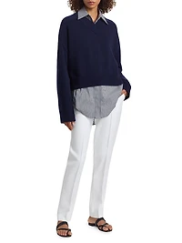 Varsity Cashmere V-Neck Sweater