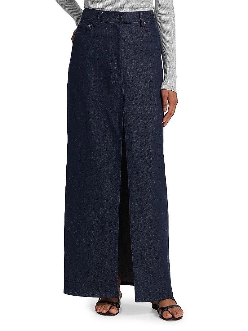 Denim A-Line Maxi Skirt