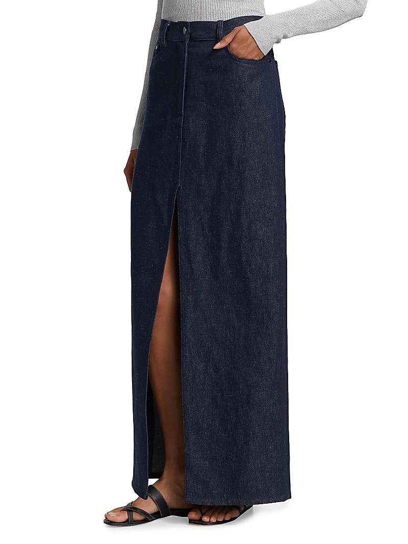 Denim A-Line Maxi Skirt