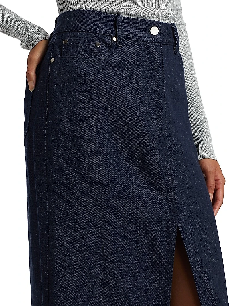 Denim A-Line Maxi Skirt