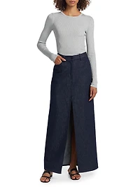 Denim A-Line Maxi Skirt