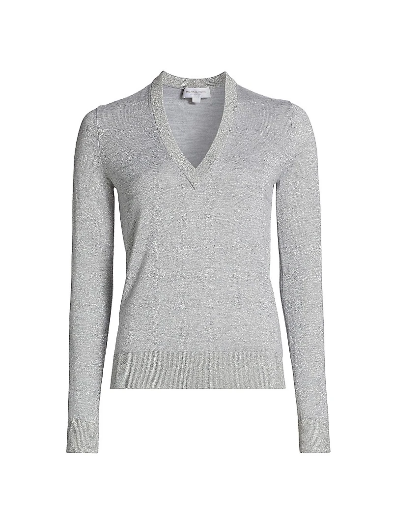 Metallic V-Neck Sweater