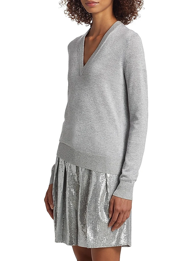 Metallic V-Neck Sweater