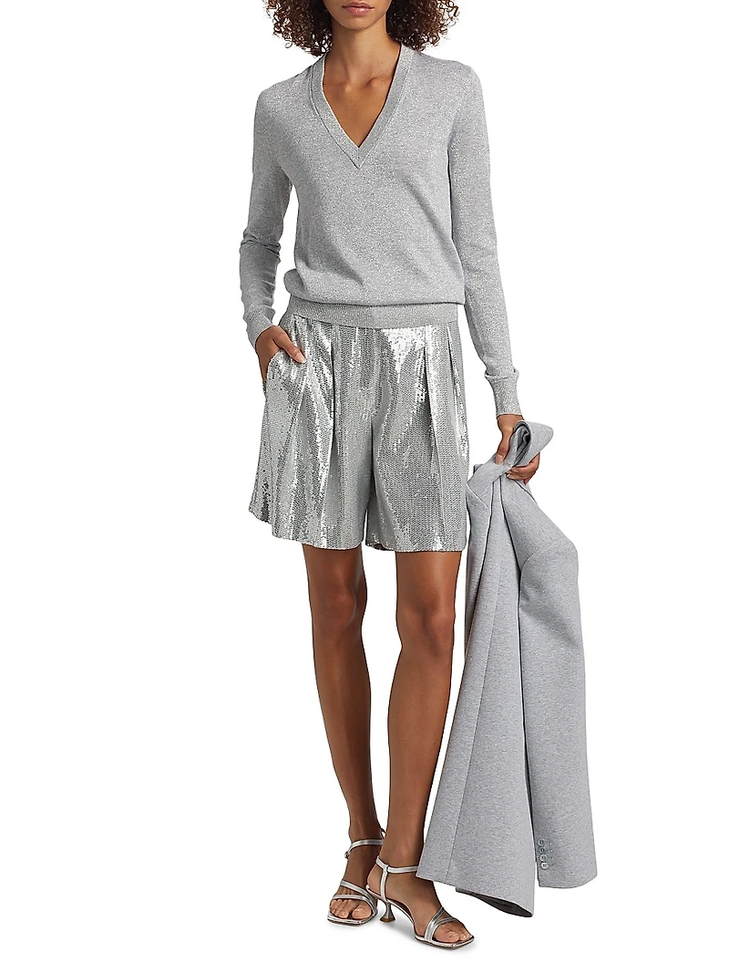 Metallic V-Neck Sweater