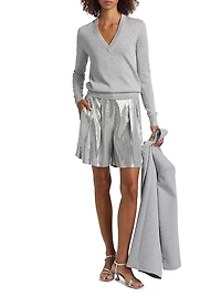 Metallic V-Neck Sweater
