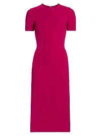 Stretch Wool Sheath Midi-Dress