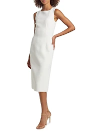 Square-Neck Sheath Midi-Dress