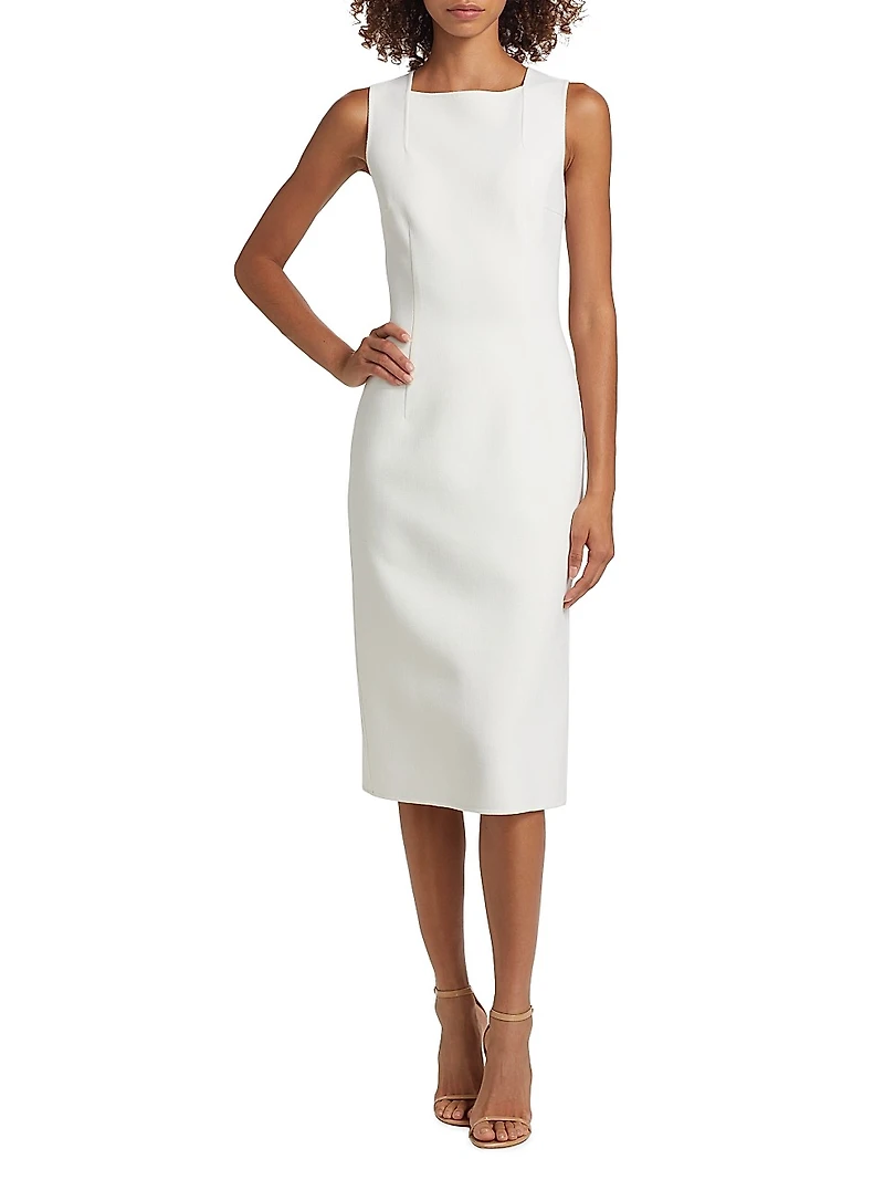 Square-Neck Sheath Midi-Dress