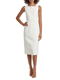 Square-Neck Sheath Midi-Dress