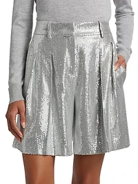 Sequined Pleated Shorts