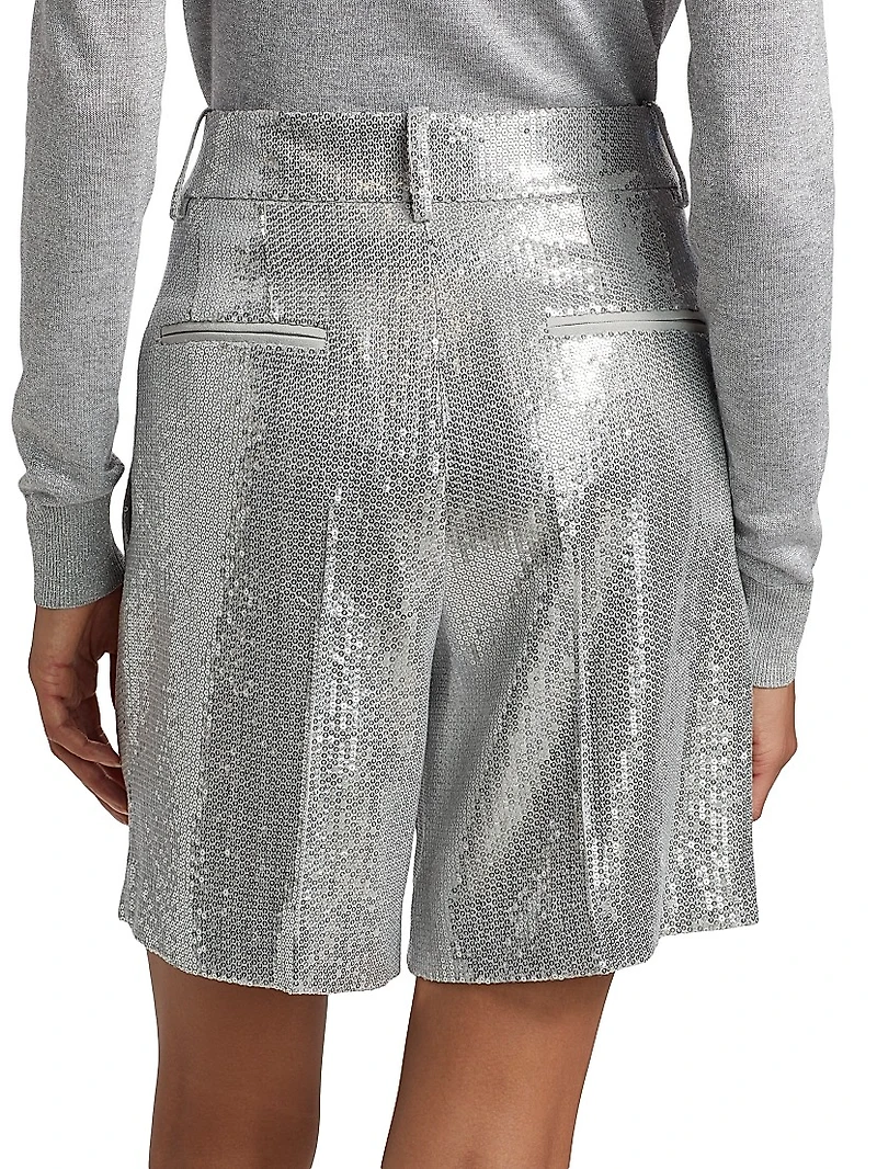 Sequined Pleated Shorts