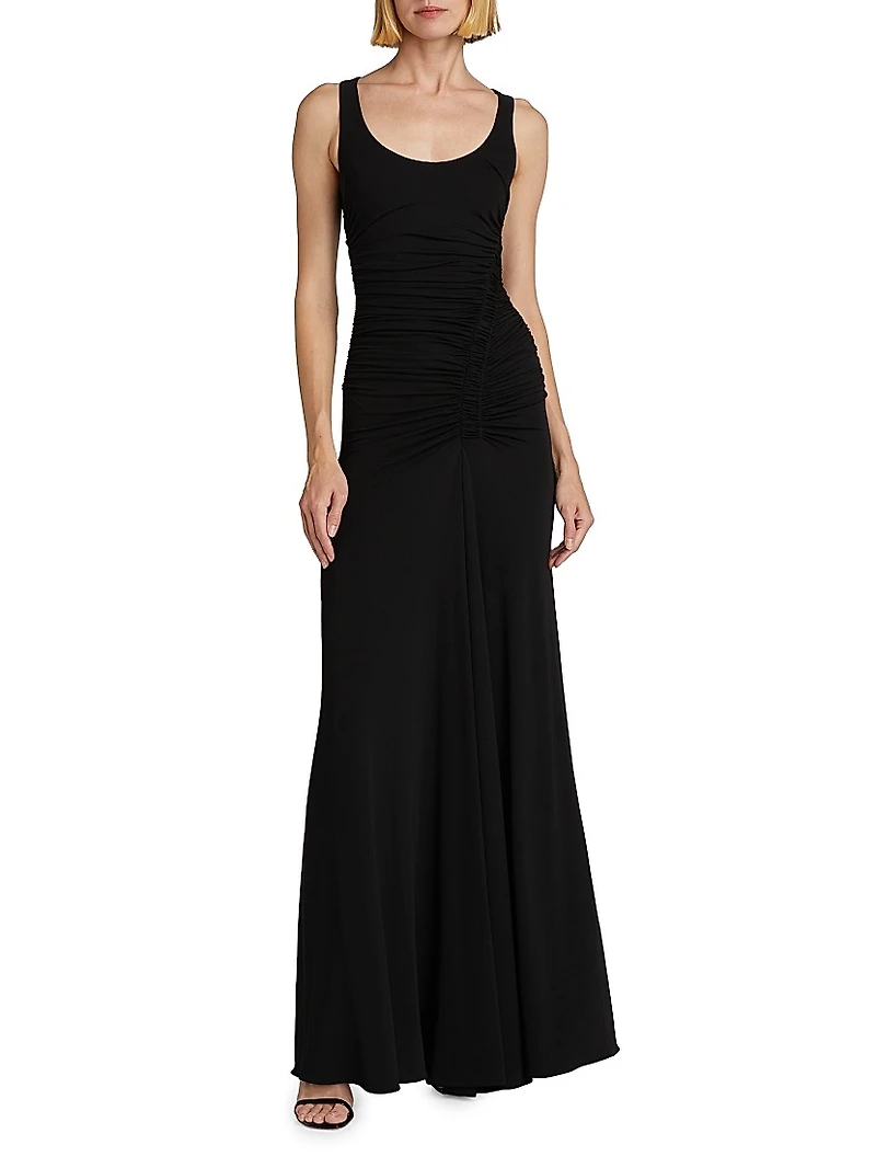 Ruched Matte Jersey Tank Gown