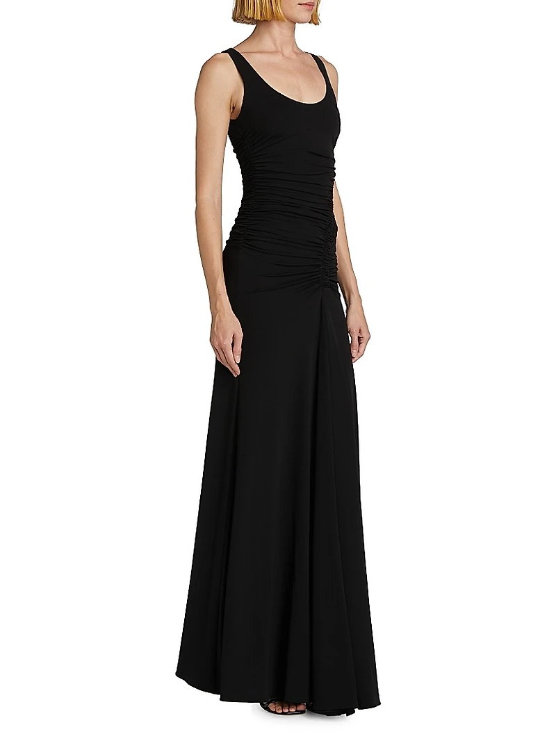Ruched Matte Jersey Tank Gown