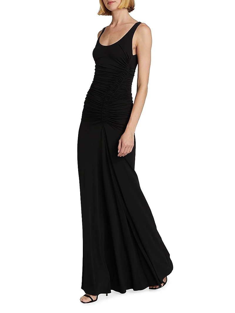 Ruched Matte Jersey Tank Gown