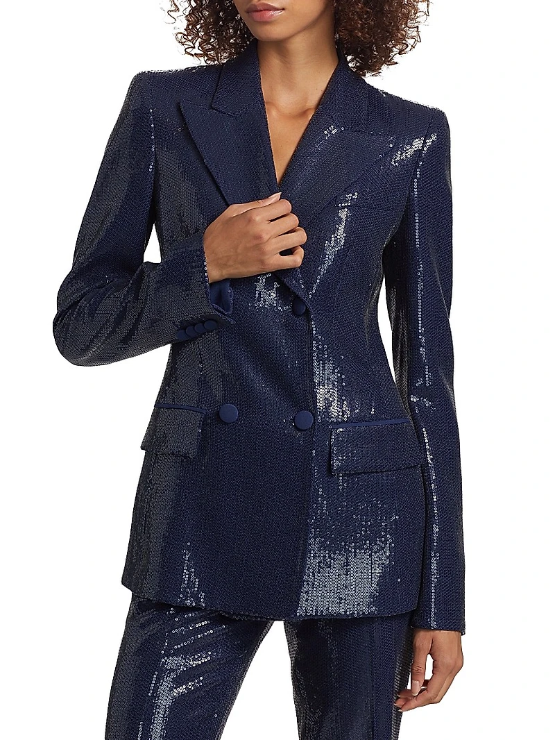 Sequined Double-Breasted Blazer
