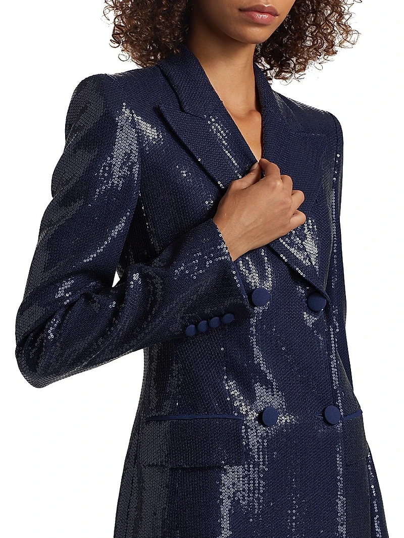Sequined Double-Breasted Blazer
