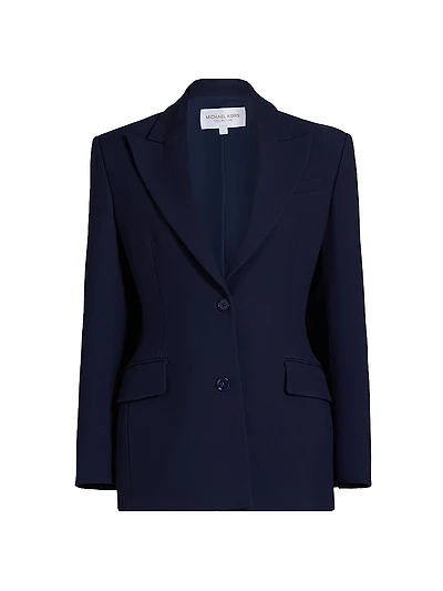 Sculpted Belted Two-Button Blazer