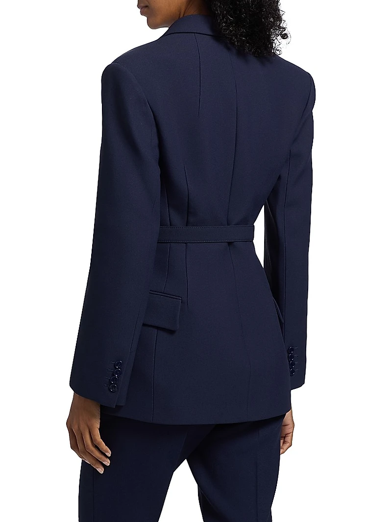 Sculpted Belted Two-Button Blazer