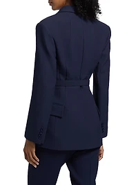 Sculpted Belted Two-Button Blazer