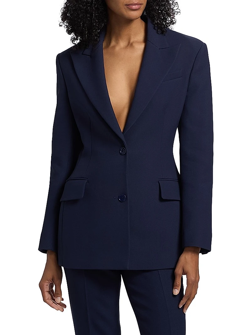 Sculpted Belted Two-Button Blazer