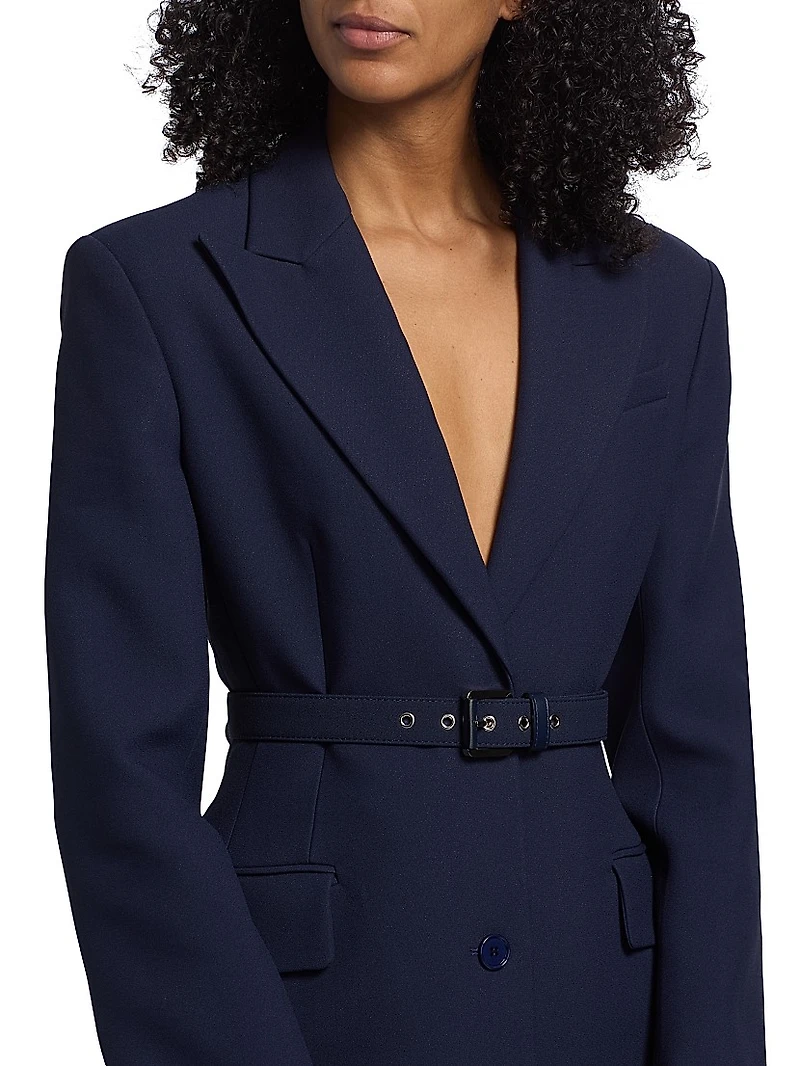 Sculpted Belted Two-Button Blazer