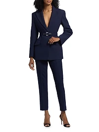 Sculpted Belted Two-Button Blazer