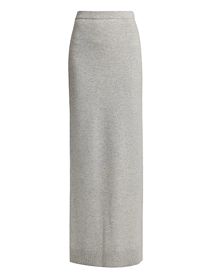 Stretch Cashmere Back-Slit Maxi Skirt