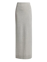 Stretch Cashmere Back-Slit Maxi Skirt