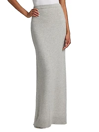 Stretch Cashmere Back-Slit Maxi Skirt