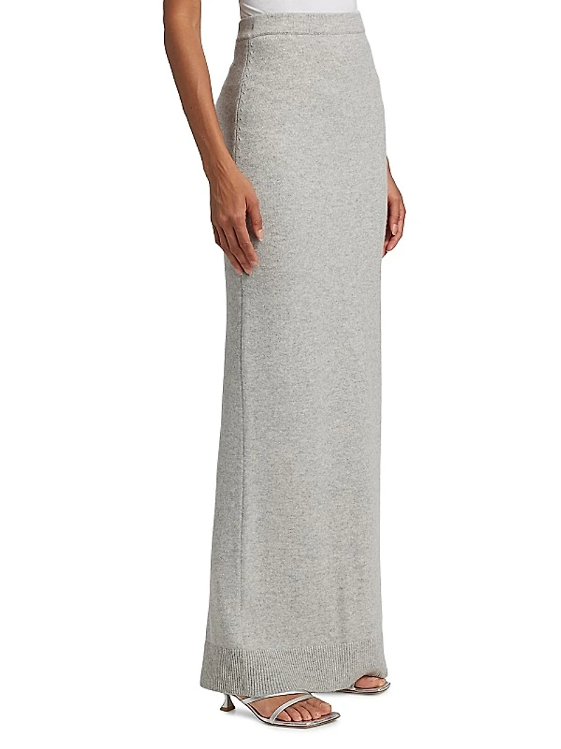 Stretch Cashmere Back-Slit Maxi Skirt