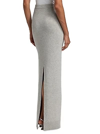 Stretch Cashmere Back-Slit Maxi Skirt