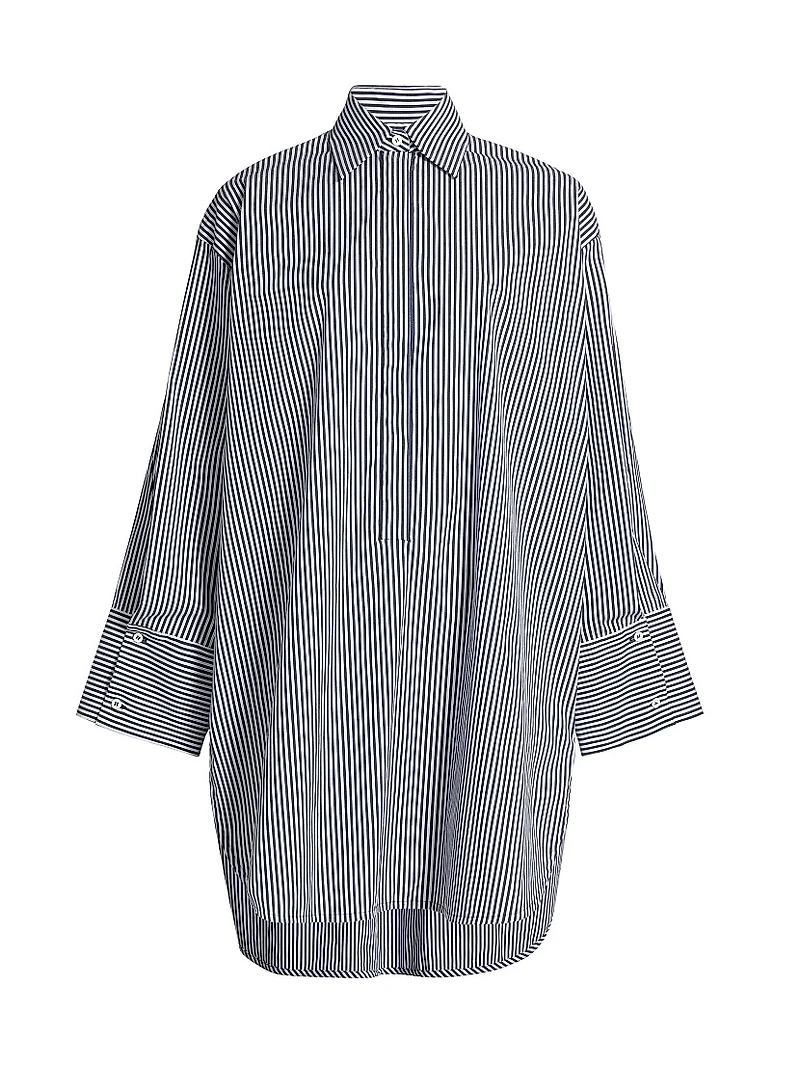 Striped Stretch Poplin Shirtdress