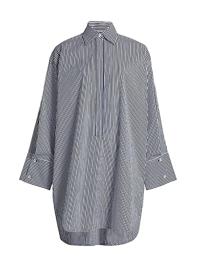 Striped Stretch Poplin Shirtdress