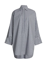 Striped Stretch Poplin Shirtdress