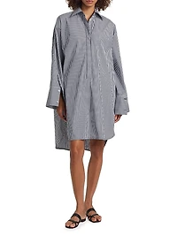 Striped Stretch Poplin Shirtdress