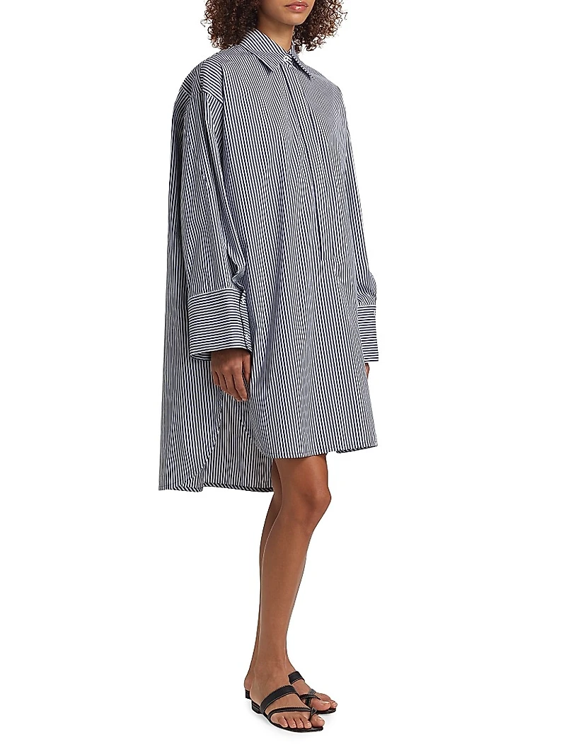 Striped Stretch Poplin Shirtdress