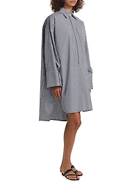 Striped Stretch Poplin Shirtdress