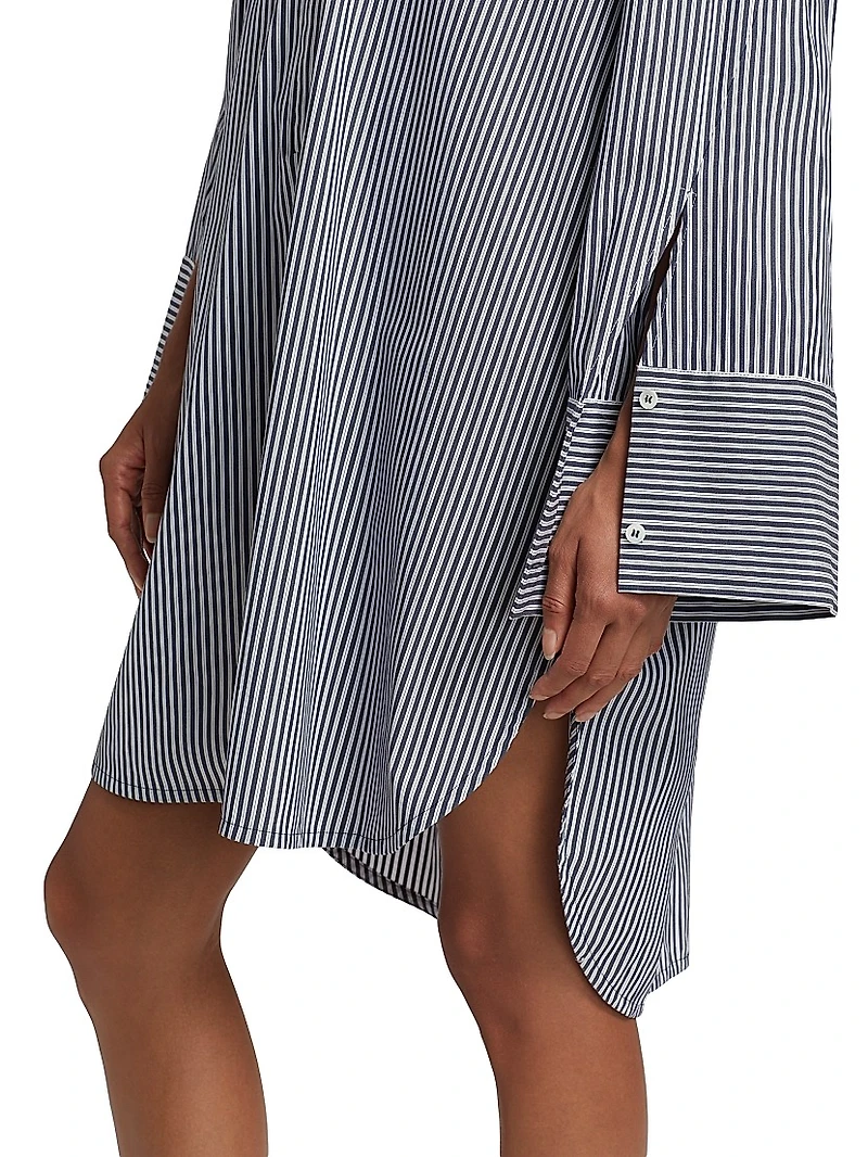 Striped Stretch Poplin Shirtdress