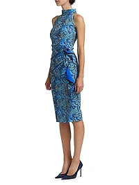Heiress Paisley Sleeveless Ruffle Cocktail Dress