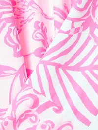 Palm Print Poplin Midi-Dress