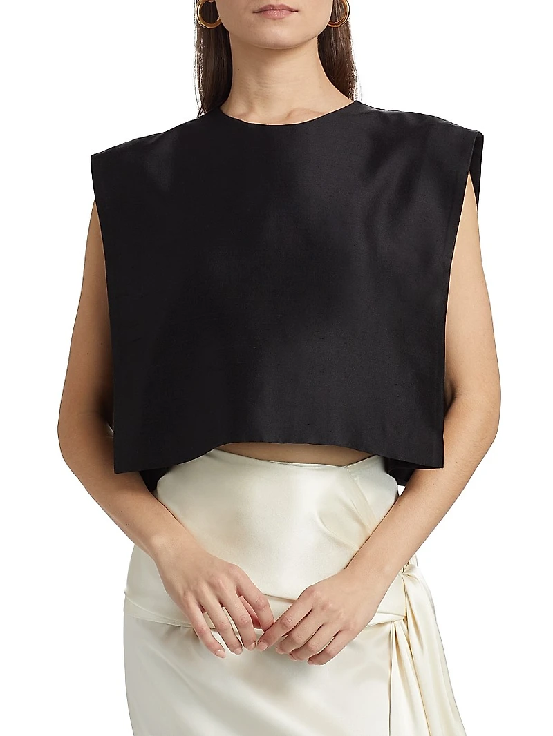 Milagros Silk SleevelessCropTop