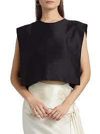 Milagros Silk SleevelessCropTop